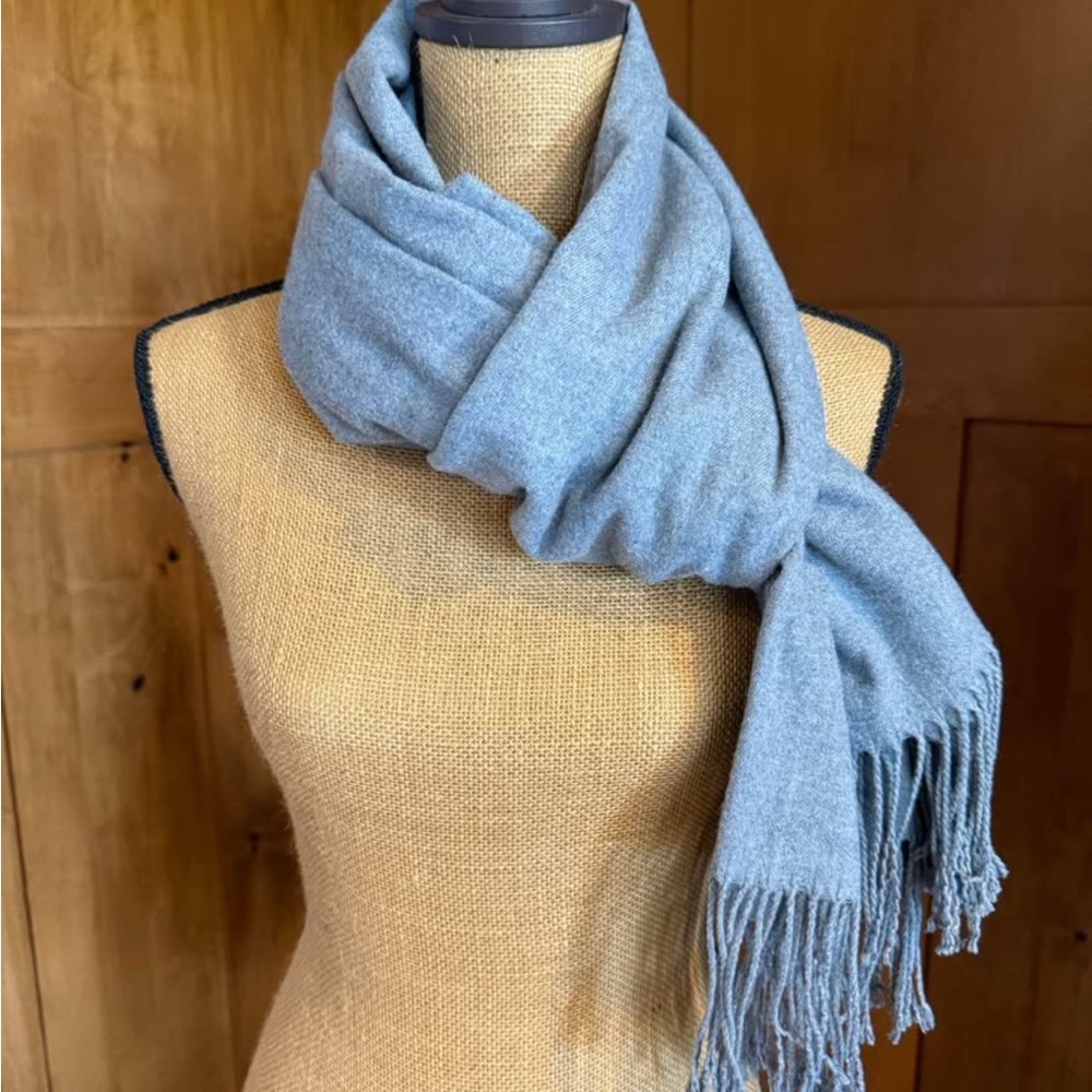 CASHMERE scarf - Cora brand Italian made 2-ply cashmere scarf soft gray